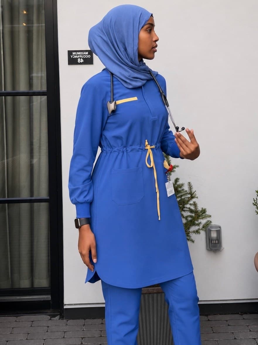 Drawcord Scrub Set in Royal Blue