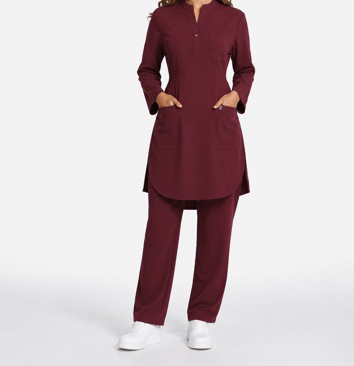 Tunic Scrub Set in Burgundy